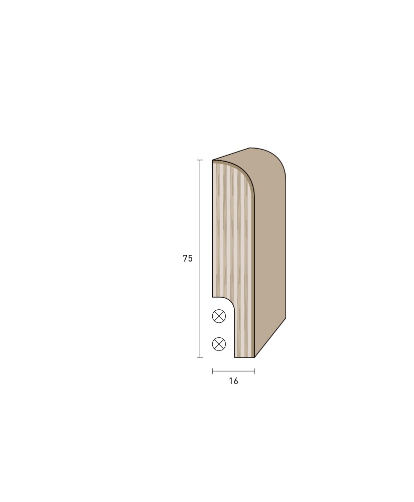 Impiallacciato 75x16 mm. (€/ML) Passafilo Becco di Civetta