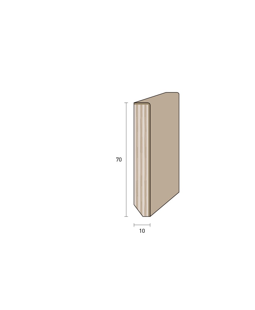 Impiallacciato 70x10 mm. (€/ML) Smussato